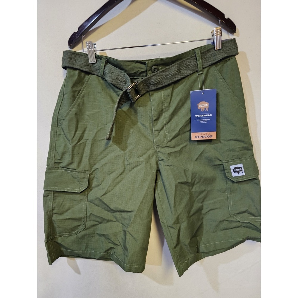 Buffalo Men's Cargo Shorts NWT Size 32 With Belt Khaki Green